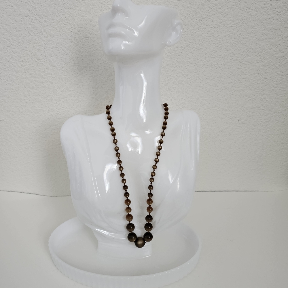 ​Vintage Signed Western Germany Graduated Brown Moonglow Necklace​